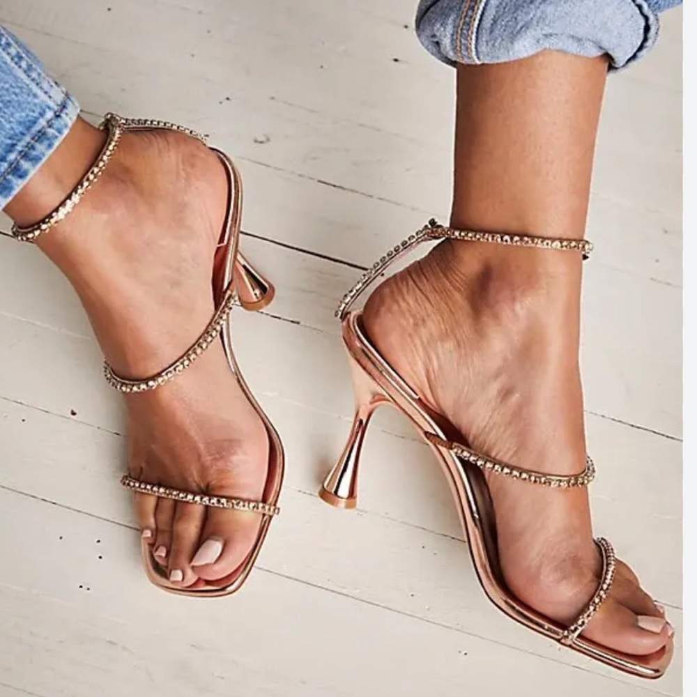GATSBY HEELS JEFFERY CAMPBELL ROSE GOLD SPARKLE WEDDING GUEST SHOE